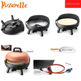 PIZZARETTE XL | Gas Grill | einzigartig | 2 in 1 Grill und Pizzaofen | bis 400 Grad | Druckguss Grillrost | Schamott Pizzastein | handgemachte Terracotta Haube | Kontrollthermometer | Pizzaheber