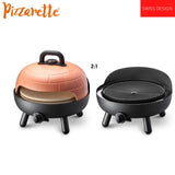 PIZZARETTE XL | Gas Grill | einzigartig | 2 in 1 Grill und Pizzaofen | bis 400 Grad | Druckguss Grillrost | Schamott Pizzastein | handgemachte Terracotta Haube | Kontrollthermometer | Pizzaheber
