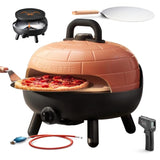 PIZZARETTE XL | Gas Grill | einzigartig | 2 in 1 Grill und Pizzaofen | bis 400 Grad | Druckguss Grillrost | Schamott Pizzastein | handgemachte Terracotta Haube | Kontrollthermometer | Pizzaheber