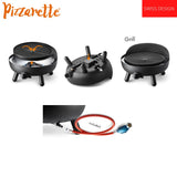 PIZZARETTE XL | Gas Grill | einzigartig | 2 in 1 Grill und Pizzaofen | bis 400 Grad | Druckguss Grillrost | Schamott Pizzastein | handgemachte Terracotta Haube | Kontrollthermometer | Pizzaheber