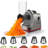 Elektrische Käsereibe Gemüsehobel - Elektrische Drehreibe Chopper Salat Maker mit 5 Edelstahltrommeln für Gurke, Karotte, Kartoffel, Nüsse