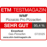 WMF Pizzaiolo Pro Pizzaofen, 400°C Backtemperatur, großer Pizzastein (Ø 40 cm), automatische Drehmechanik, integrierte Temperaturüberwachung für perfekte Ergebnisse in 90 Sek., Gas Pizzaofen, schwarz