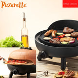 PIZZARETTE XL | Gas Grill | einzigartig | 2 in 1 Grill und Pizzaofen | bis 400 Grad | Druckguss Grillrost | Schamott Pizzastein | handgemachte Terracotta Haube | Kontrollthermometer | Pizzaheber