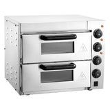 VEVOR Kommerzieller Pizzaofen Backofen 2-lagig 356 mm, elektrischer Pizzaofen aus Edelstahl mit vier Drehknöpfen, Mehrzweck-Pizzamaker Indoor, zum Backen im Restaurant, zu Hause, Silber