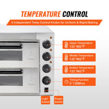 VEVOR Kommerzieller Pizzaofen Backofen 2-lagig 356 mm, elektrischer Pizzaofen aus Edelstahl mit vier Drehknöpfen, Mehrzweck-Pizzamaker Indoor, zum Backen im Restaurant, zu Hause, Silber