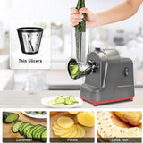 Elektrische Käsereibe Gemüsehobel - Elektrische Drehreibe Chopper Salat Maker mit 5 Edelstahltrommeln für Gurke, Karotte, Kartoffel, Nüsse