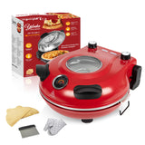 YIBAKE Pizzaofen Elektrisch, 1200W Pizzaofen in 4-Min-Pizza, 31cm Feuerfeste Pizzastein, 420℃ Pizzabackofen, inkl. Pizzaschaber & Pizzaschieber, Rot