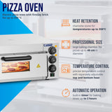 Royal Catering RCPO-2000-1PE Pizzaofen elektrisch 2000W 1 Kammer Pizzabackofen Pizza Ofen Schamotte Schamotteboden