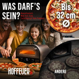 HOFFEUER Pizzaofen elektrisch – Profi Elektro-Pizza Ofen für Zuhause mit Pizzastein, Drehfunktion & Zubehör | Pizza wie aus dem Steinofen, Flammkuchenofen | Elektrischer Pizzamaker | Grill Oven