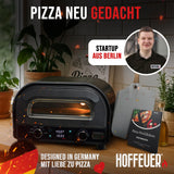 HOFFEUER Pizzaofen elektrisch – Profi Elektro-Pizza Ofen für Zuhause mit Pizzastein, Drehfunktion & Zubehör | Pizza wie aus dem Steinofen, Flammkuchenofen | Elektrischer Pizzamaker | Grill Oven