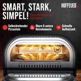 HOFFEUER Pizzaofen elektrisch – Profi Elektro-Pizza Ofen für Zuhause mit Pizzastein, Drehfunktion & Zubehör | Pizza wie aus dem Steinofen, Flammkuchenofen | Elektrischer Pizzamaker | Grill Oven