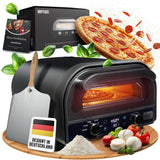 HOFFEUER Pizzaofen elektrisch – Profi Elektro-Pizza Ofen für Zuhause mit Pizzastein, Drehfunktion & Zubehör | Pizza wie aus dem Steinofen, Flammkuchenofen | Elektrischer Pizzamaker | Grill Oven
